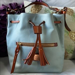 Dooney & Bourke robbin’s egg blue bucket bag.